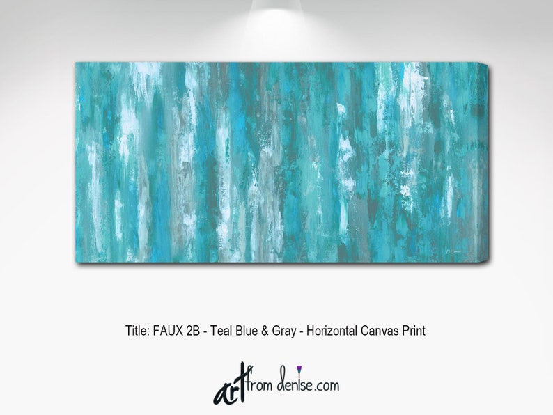 Grey & teal wall art Canvas abstract Teal bedroom decor Etsy