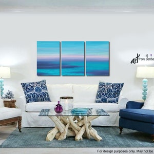 Beachy Triptych Painting 3 Piece Wall Art Canvas Ocean Sunset | Etsy ...