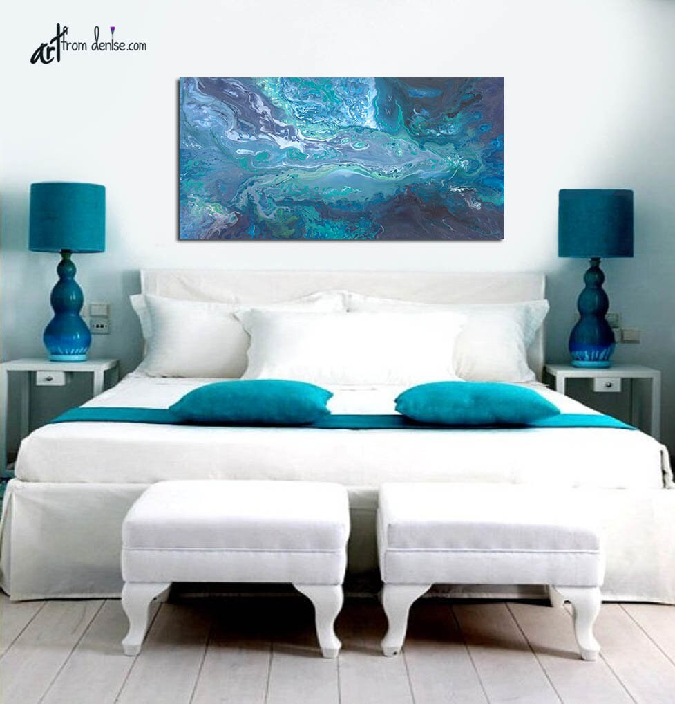 Navy Blue Gray and Teal Wall Art Large Wall Art Canvas - Etsy Israel