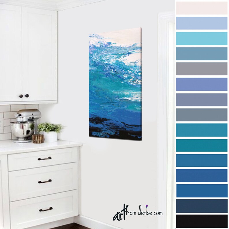 Large Vertical Wall Art Canvas Print of Blue Black & White - Etsy