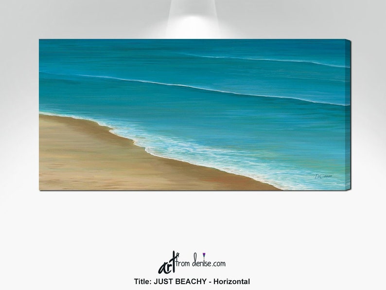 Beachy Coastal Wall Art Canvas Large Teal Blue Beach Painting Etsy