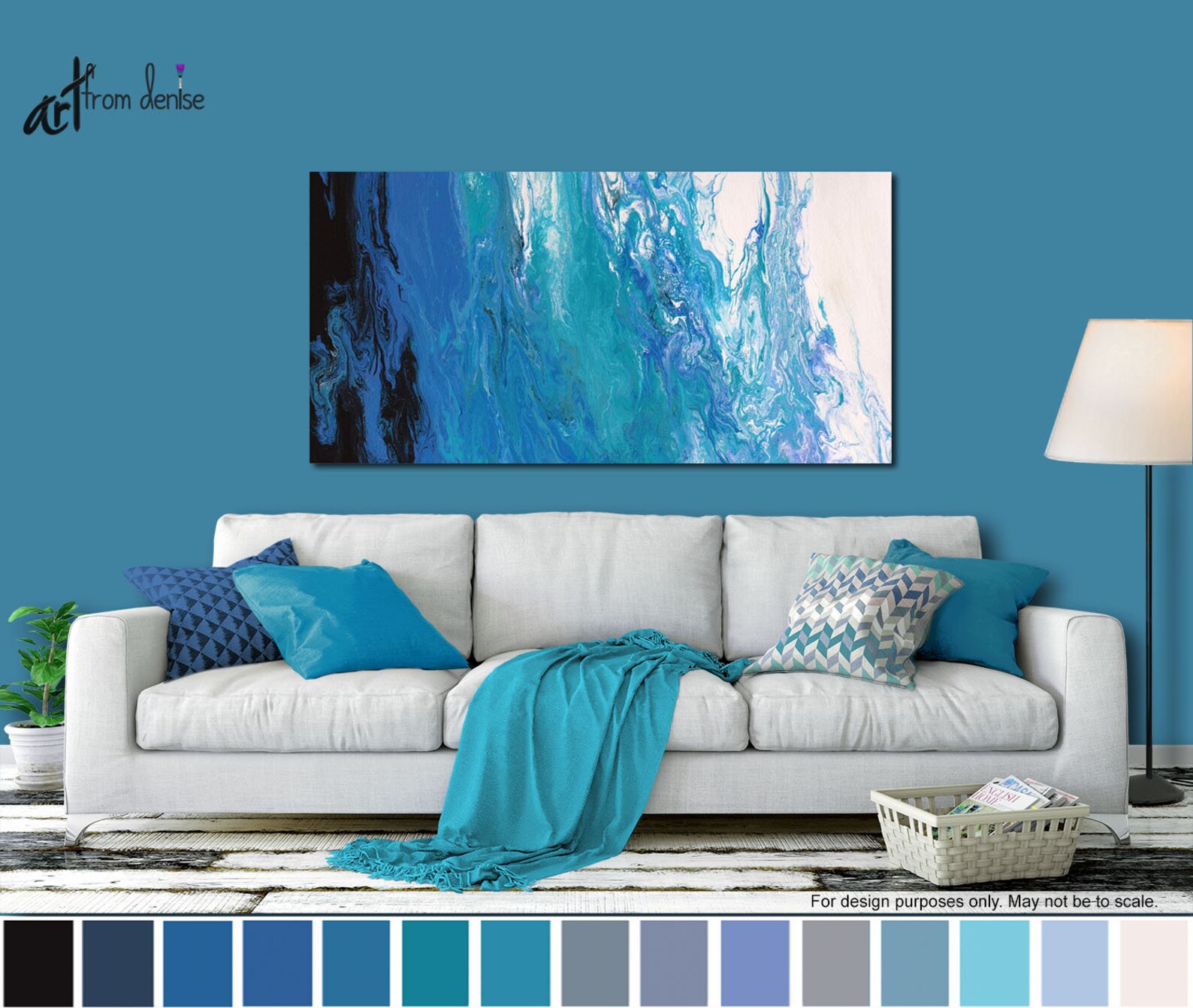 Black and Blue Wall Art Canvas Abstract Artwork Bedroom Wall Etsy