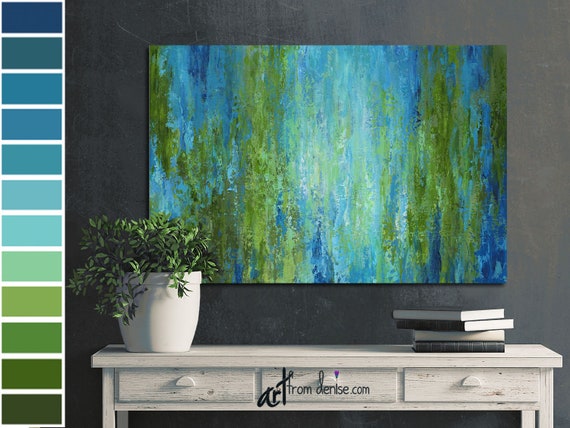 Blue And Green Abstract Canvas Wall Art Dining Room - Blue And Green Wall Art For Bathroom Blue And Green Abstract Canvas Wall Art Dining Room - Blue And Green Wall Art For Bathroom