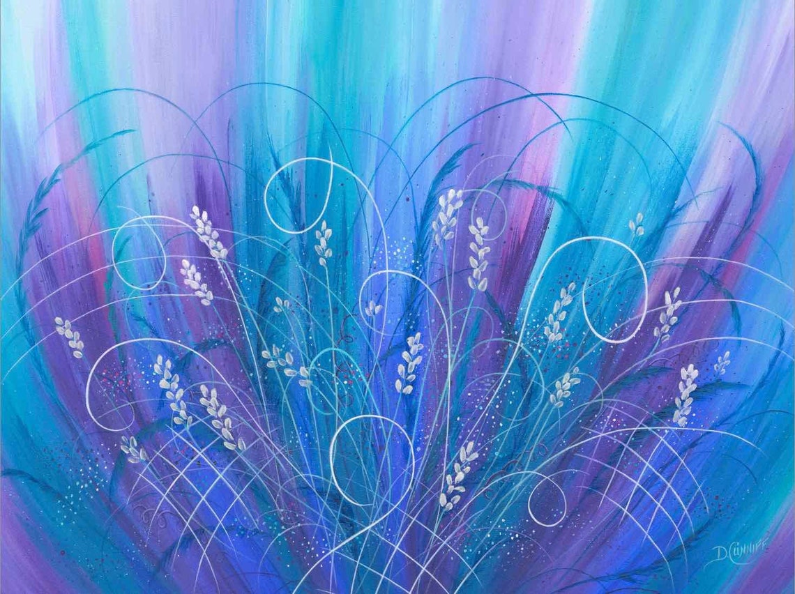 Purple & Blue Wall Art Abstract Flower Painting Canvas Art - Etsy Canada