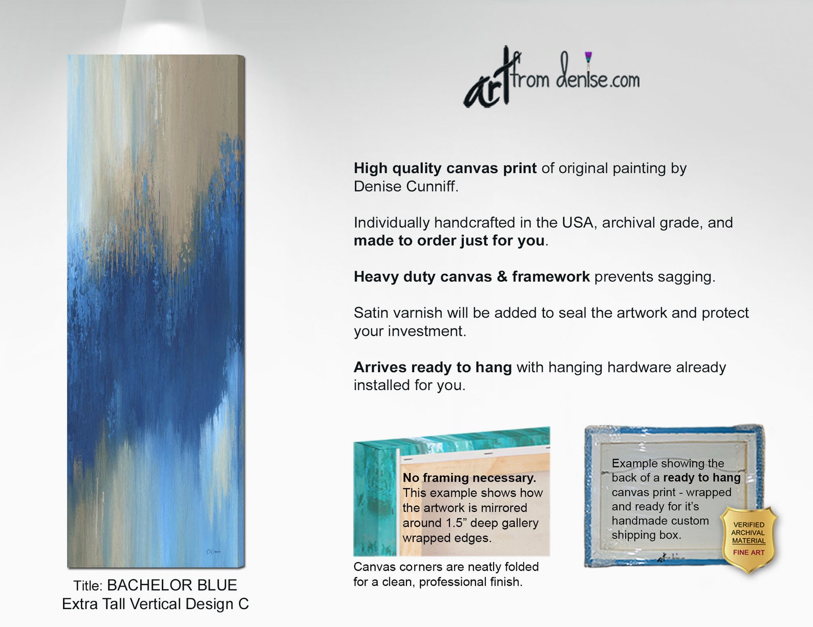 Extra Tall Vertical Wall Art Canvas Print Navy Blue Abstract Etsy