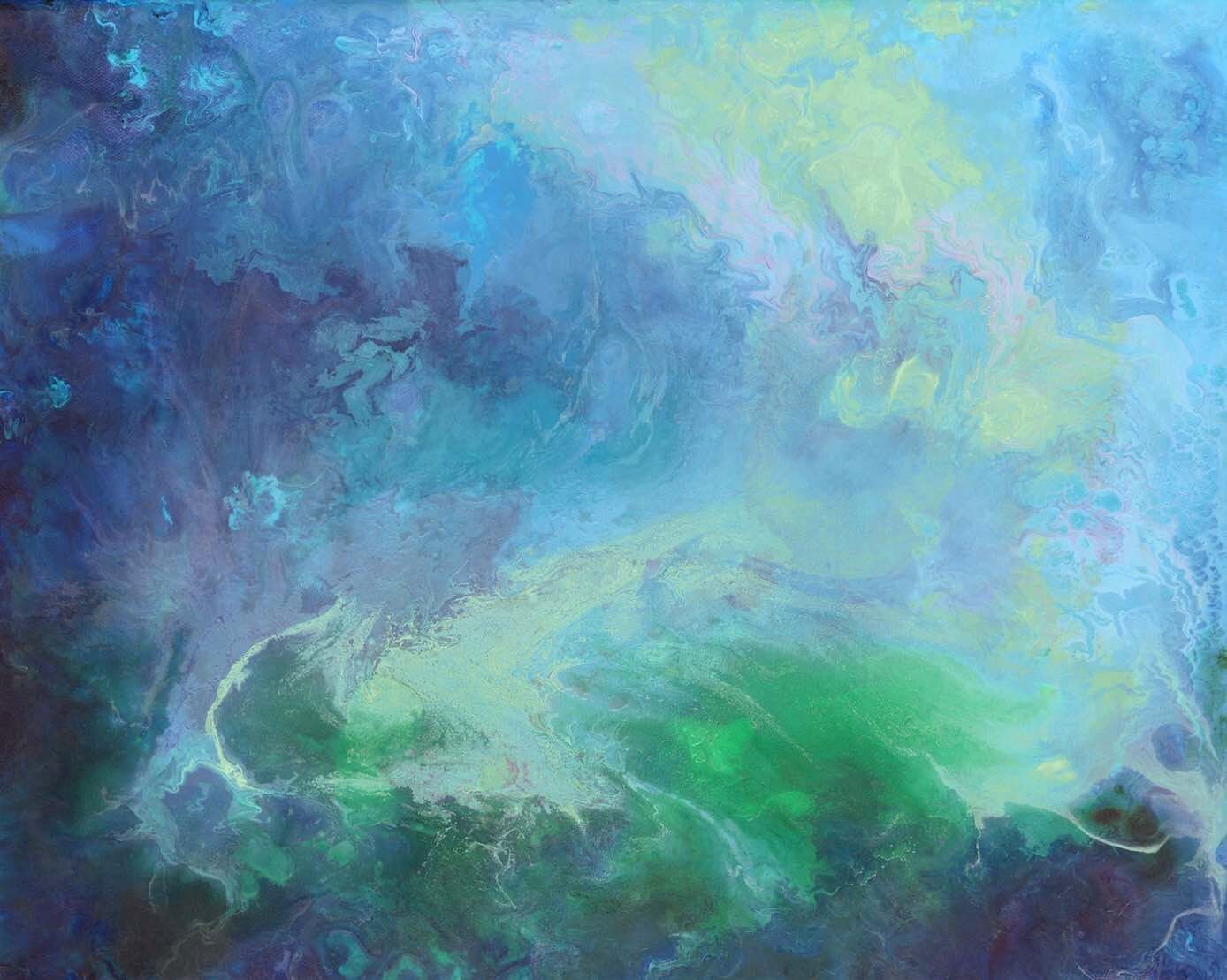 Abstract green & navy blue wall art Canvas artwork for foyer | Etsy