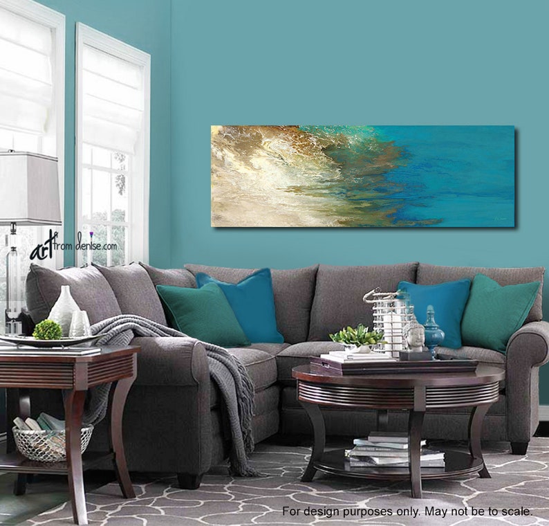 Teal Blue & Green Panoramic Wall Art Canvas Abstract Etsy Australia