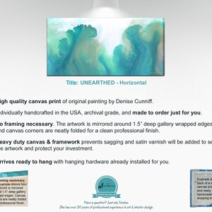 Oversized teal green wall art canvas abstract, Extra large living room wall decor, above bed bedroom artwork, Dining room pictures image 2