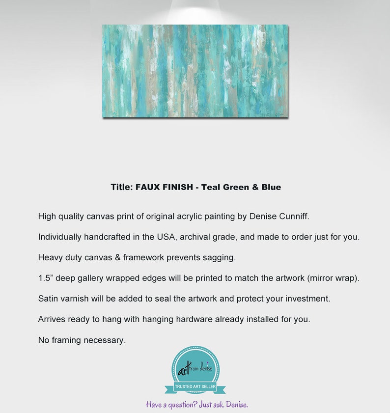 Large Wall Art Teal Home Decor Canvas Art Print Abstract Etsy Canada