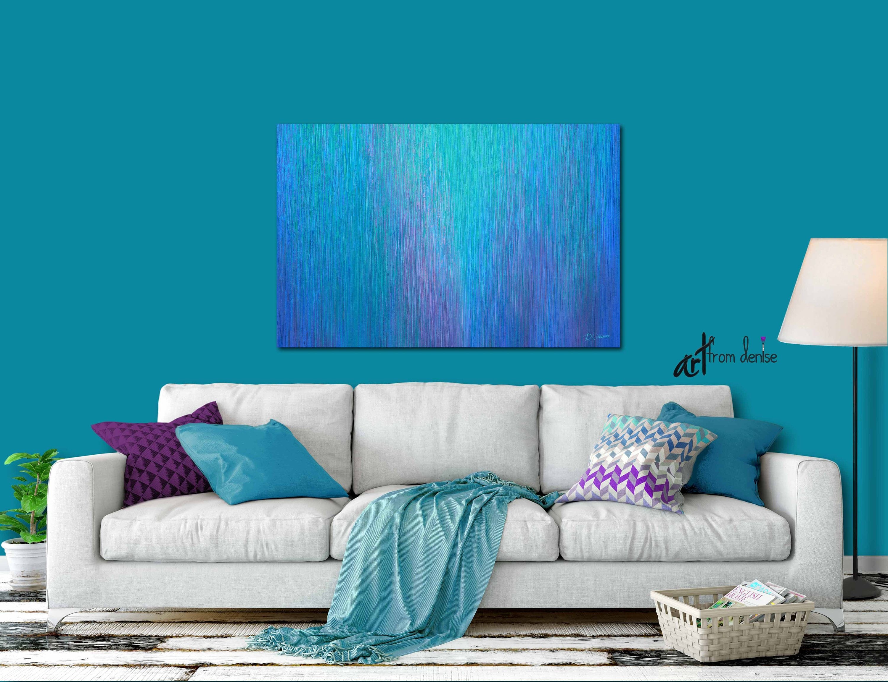 48x60 Canvas Art Blue Teal Extra Large Abstact Painting Bp042