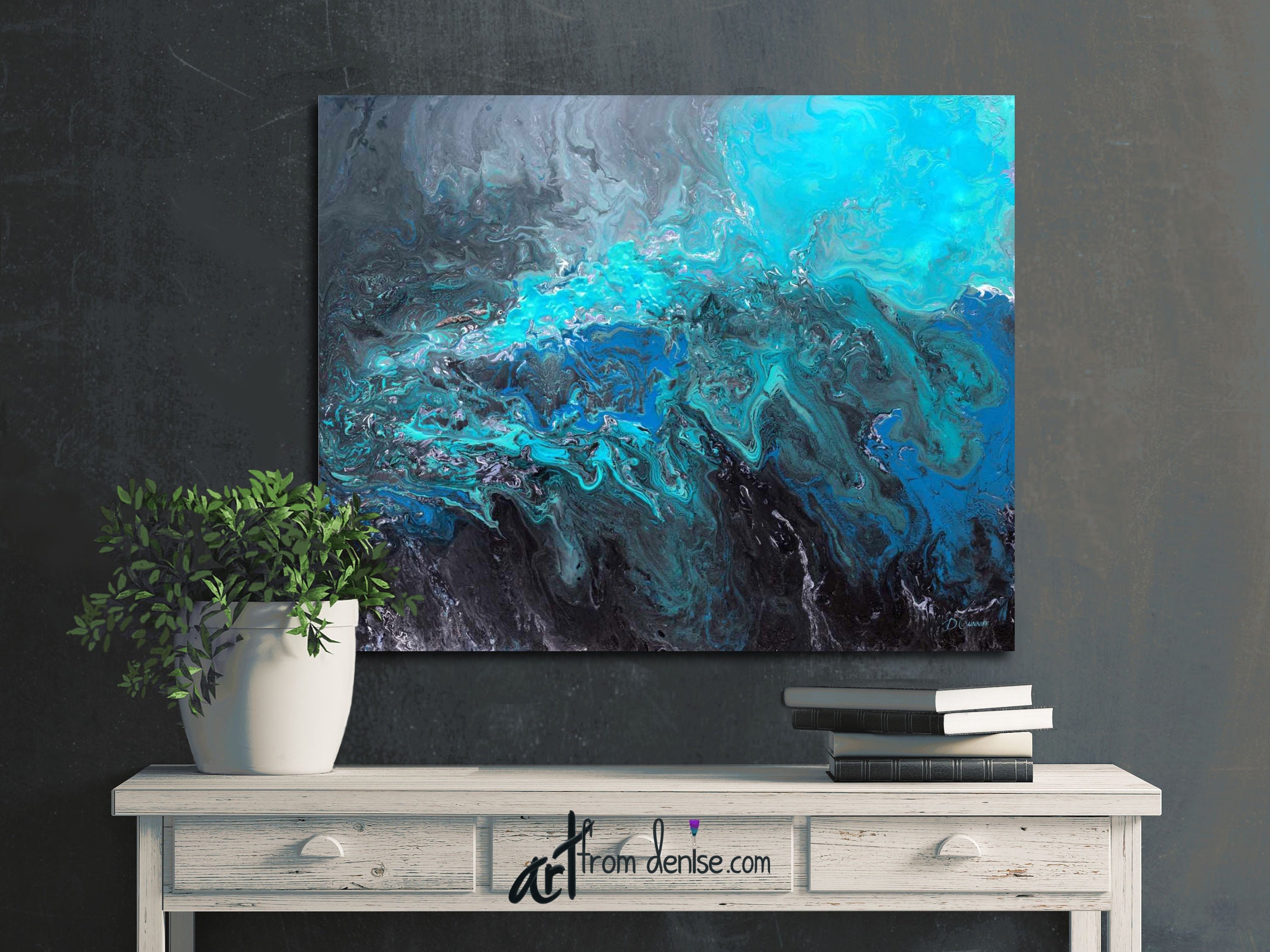 Blue Abstract Painting Canvas Wall Art Print Large Etsy Australia