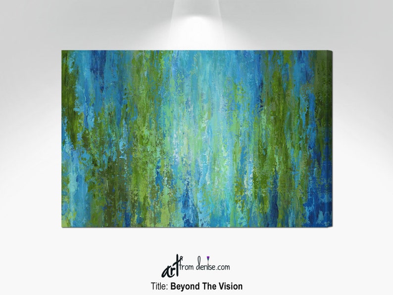 Blue and Green Abstract Canvas Wall Art Dining Room Wall Etsy