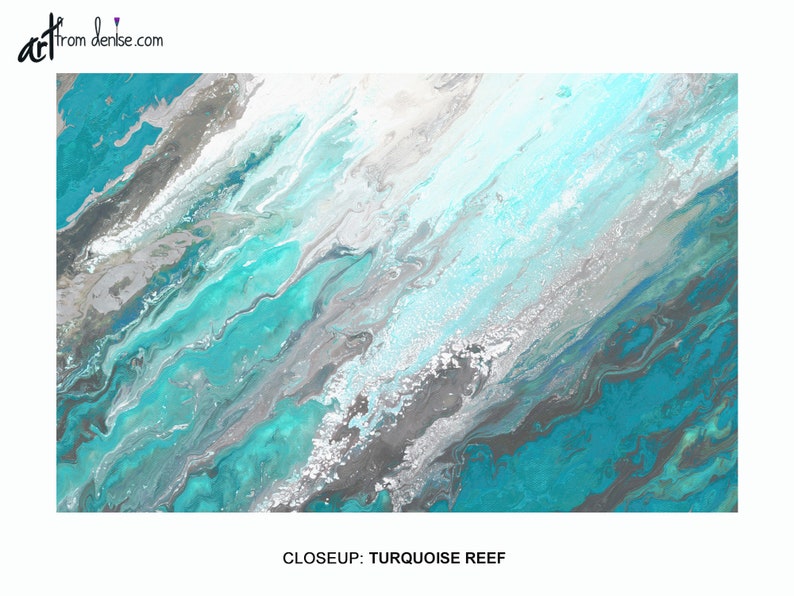 Gray & Teal Wall Art Canvas Abstract Pictures for Dining Room Etsy