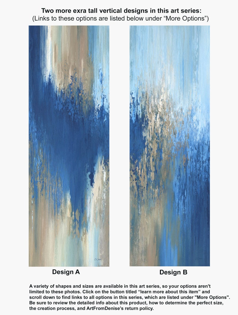 Extra Tall Vertical Wall Art Canvas Print Navy Blue Abstract Etsy