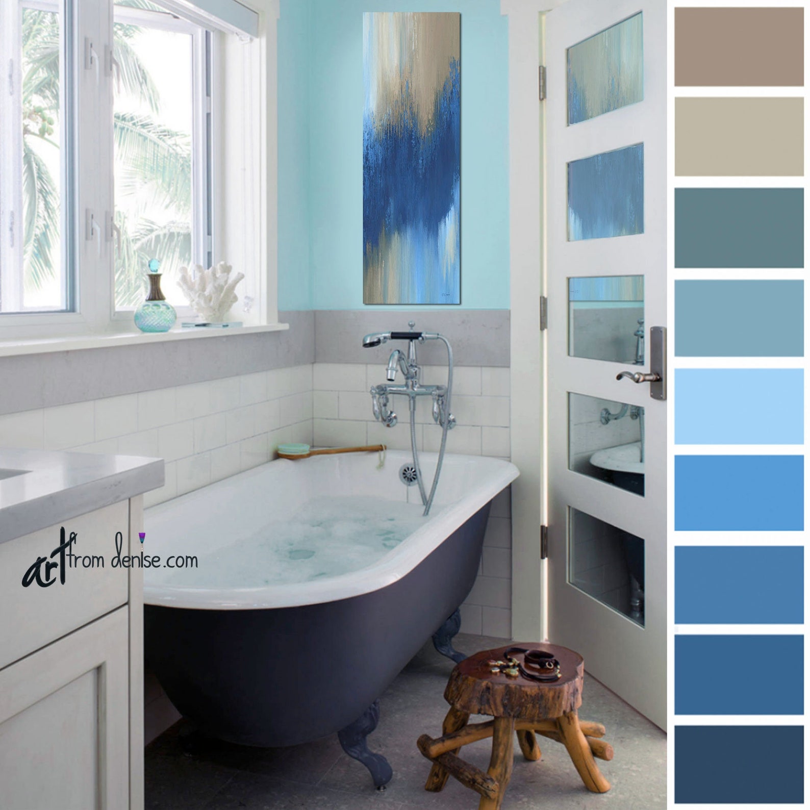 Extra Tall Vertical Wall Art Canvas Print Navy Blue Abstract Etsy