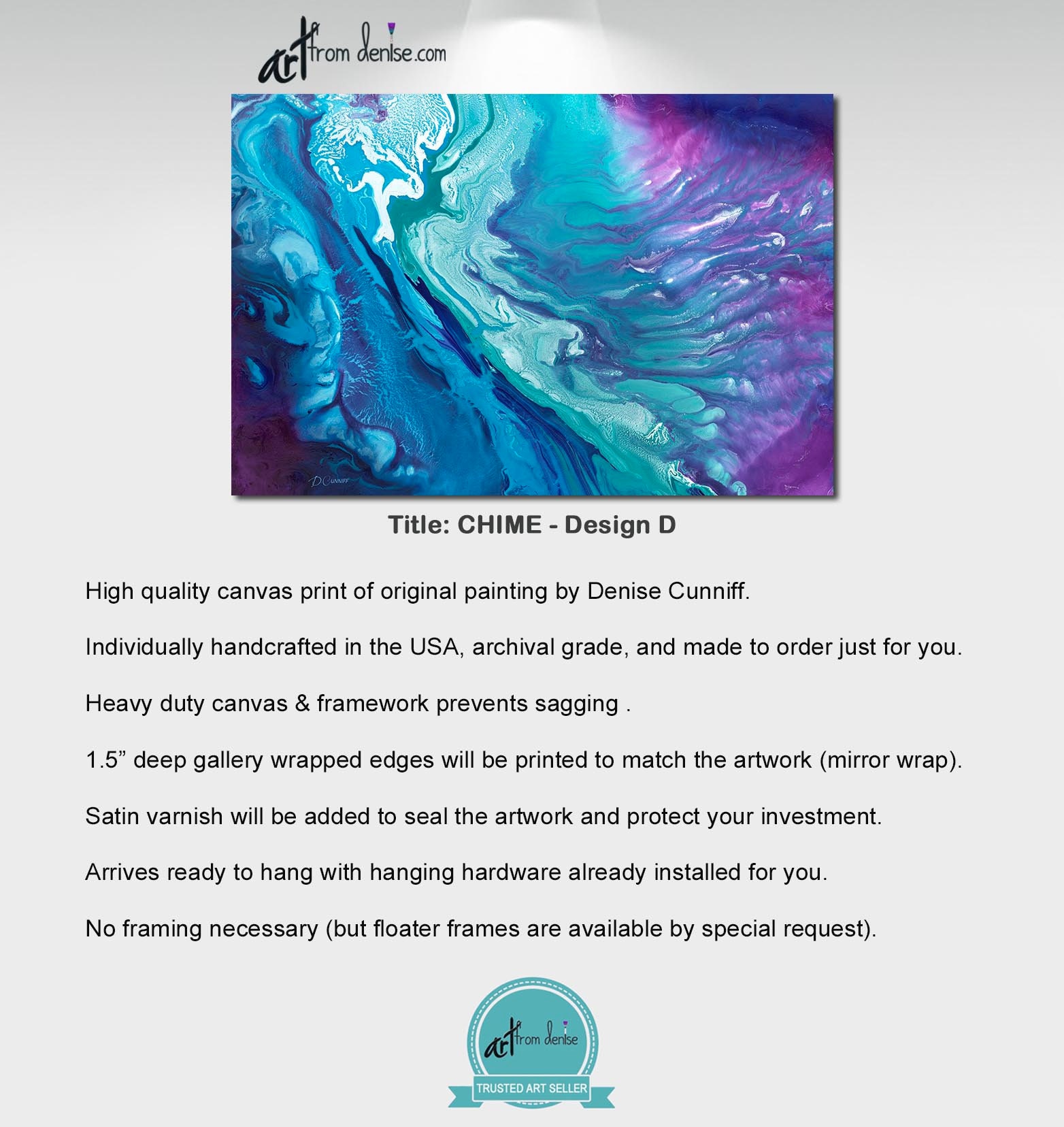 Teal purple abstract painting Canvas print Large wall art Etsy