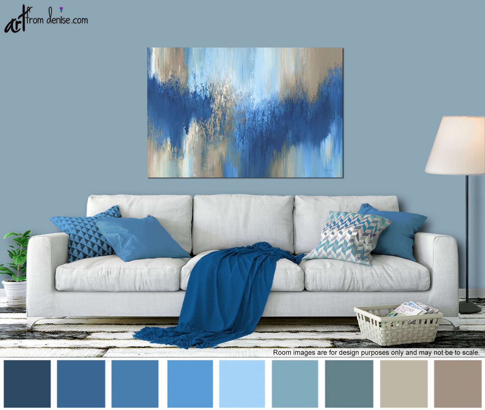 Large Wall Art Navy Blue Canvas Art Print of Abstract Etsy