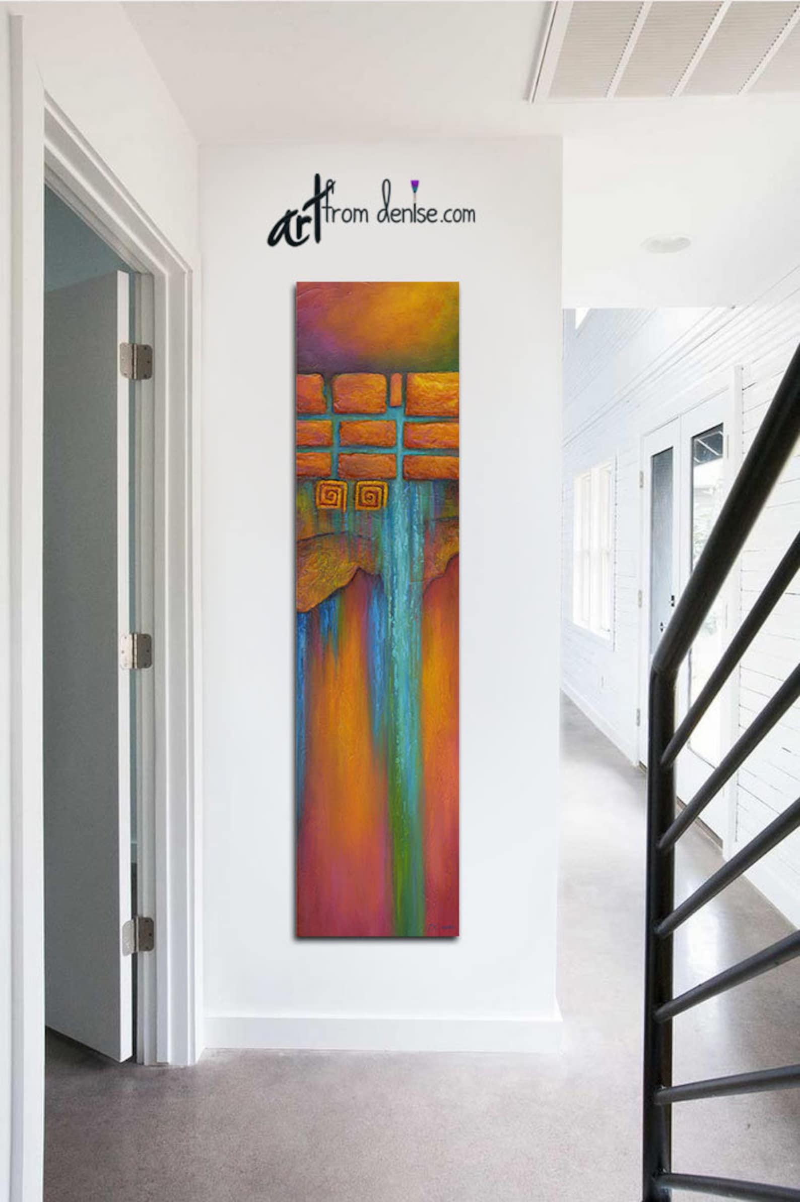 Southwestern art Tall narrow vertical wall art canvas Etsy