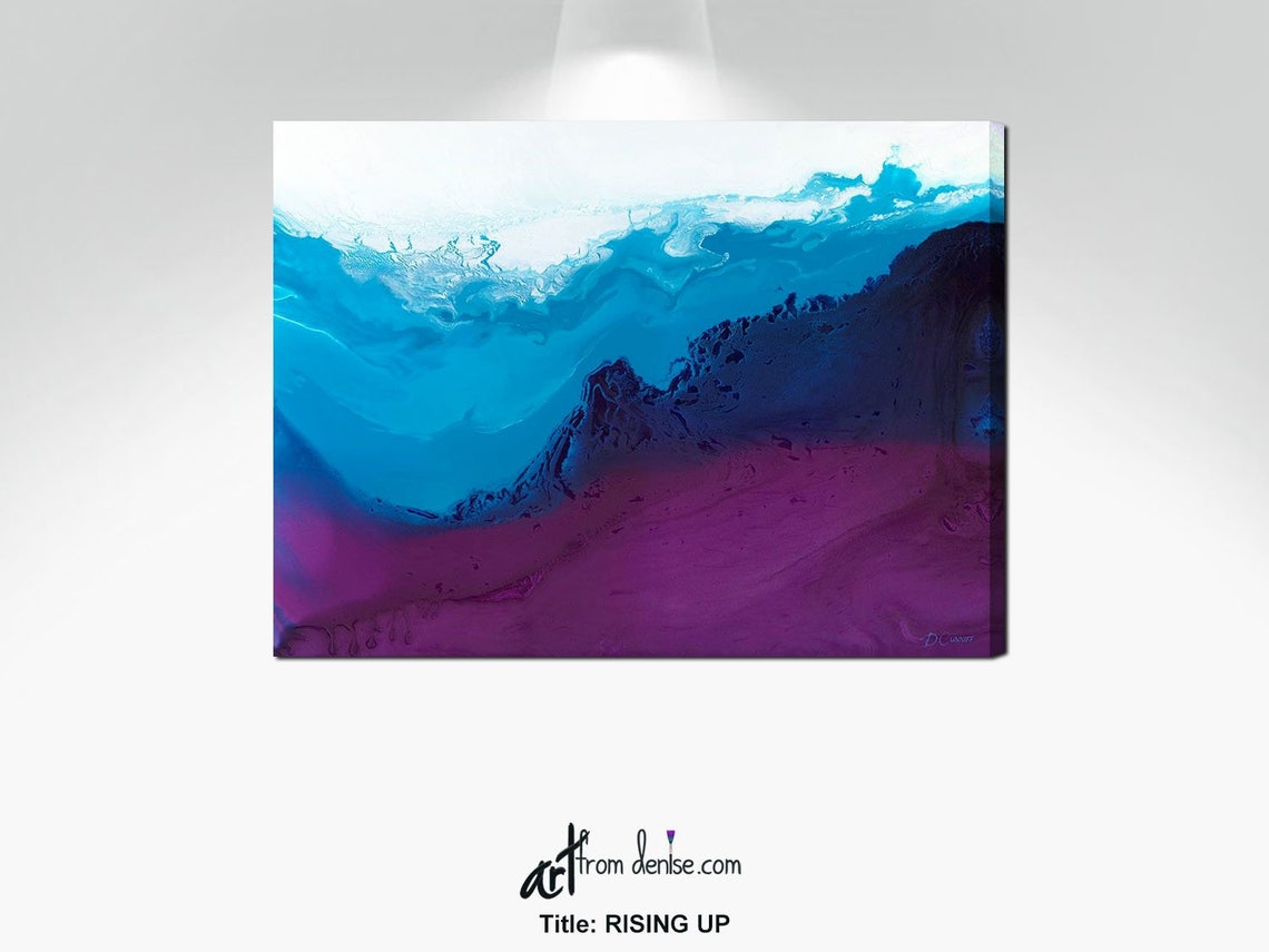 Large Abstract Canvas Wall Art Navy Blue Plum & White Bedroom Etsy