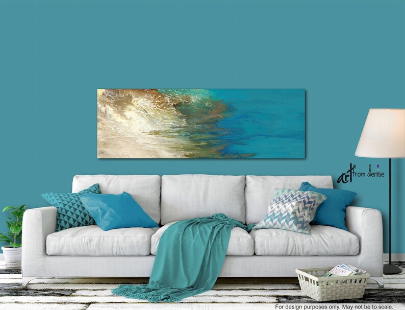Teal Blue & Green Panoramic Wall Art Canvas Abstract Etsy Australia
