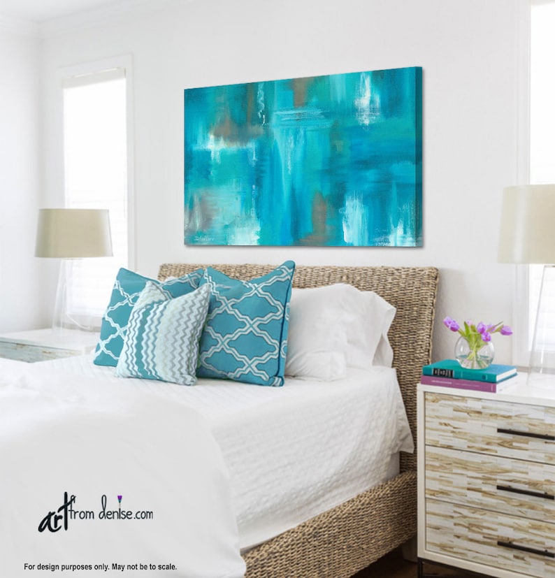 Turquoise wall art Canvas original abstract painting Teal Etsy