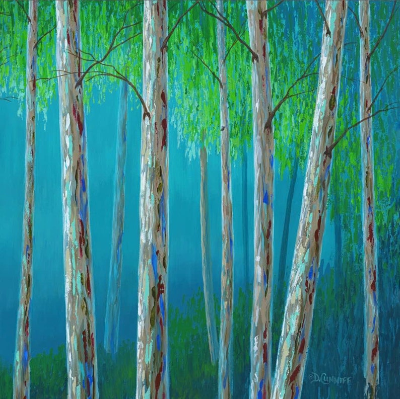 Abstract Tree Paintings Birch Trees Art Work Aspen Trees Etsy