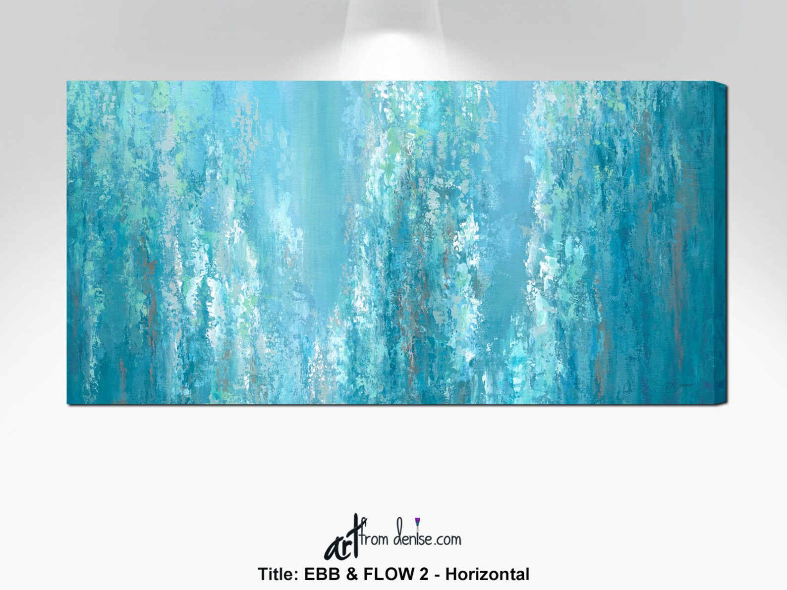 Teal blue & green abstract painting Canvas art print Gray Etsy