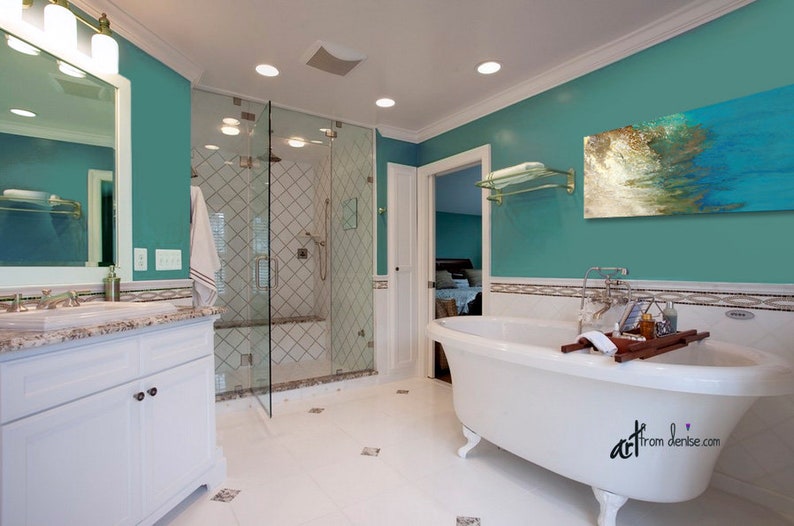 Teal Blue & Green Panoramic Wall Art Canvas Abstract Etsy Australia