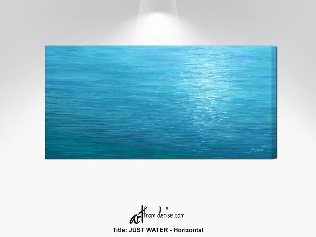 Coastal Wall Art Aqua Blue Ocean Painting Featuring Detailed Etsy