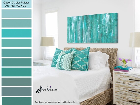 Gray Green Teal Wall Art Canvas Abstract Bedroom Wall Decor Over Bed Art Pictures For Living Dining Room Wall Decor Horizontal Artwork
