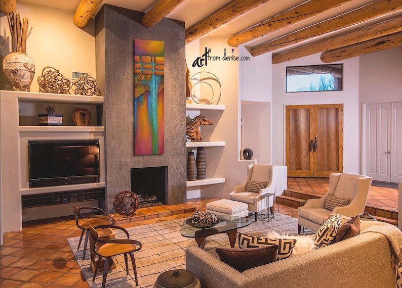 Southwestern Art Vertical Wall Art Canvas Abstract Painting Etsy