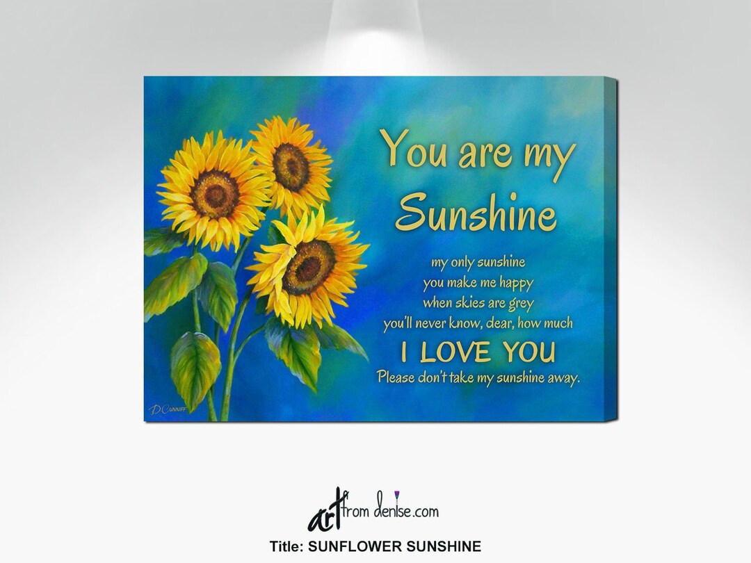 You Are My Sunshine Wall Art, Canvas Art Print, Blue Yellow & Orange