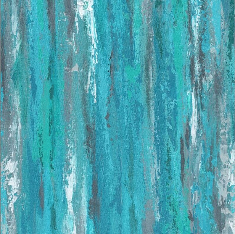 Gray and Teal Wall Art 3 Piece Canvas Abstract Set / Blue & Etsy