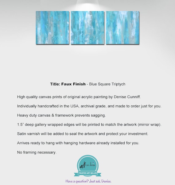 Aqua Bedroom Wall Art Teal Blue Gray White Abstract Canvas Etsy