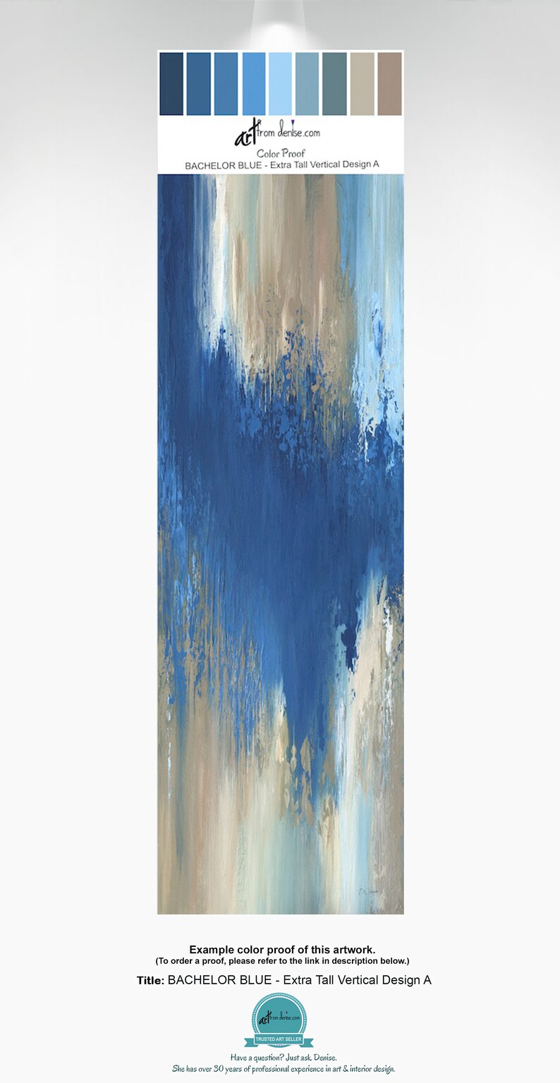 Tall Vertical Wall Art Canvas Navy Blue Abstract Wall Decor Etsy