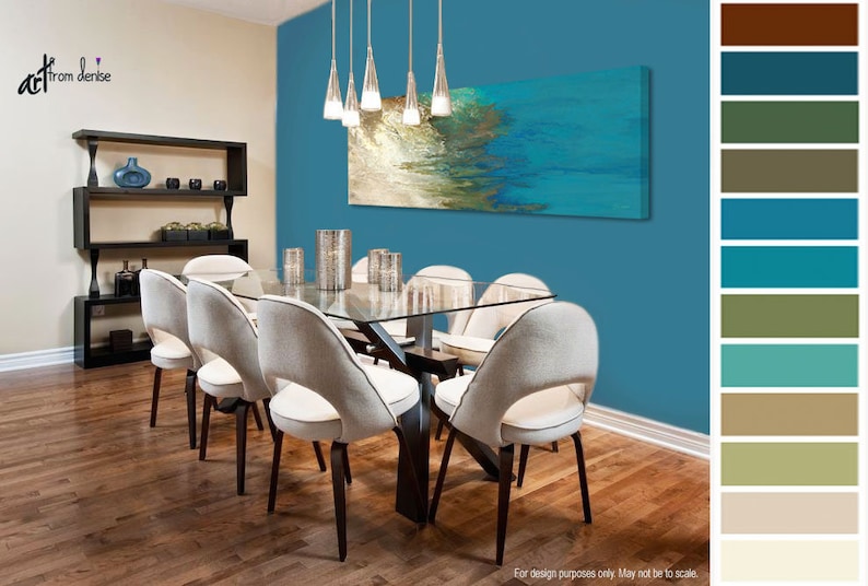 Teal Blue & Green Panoramic Wall Art Canvas Abstract Etsy Australia