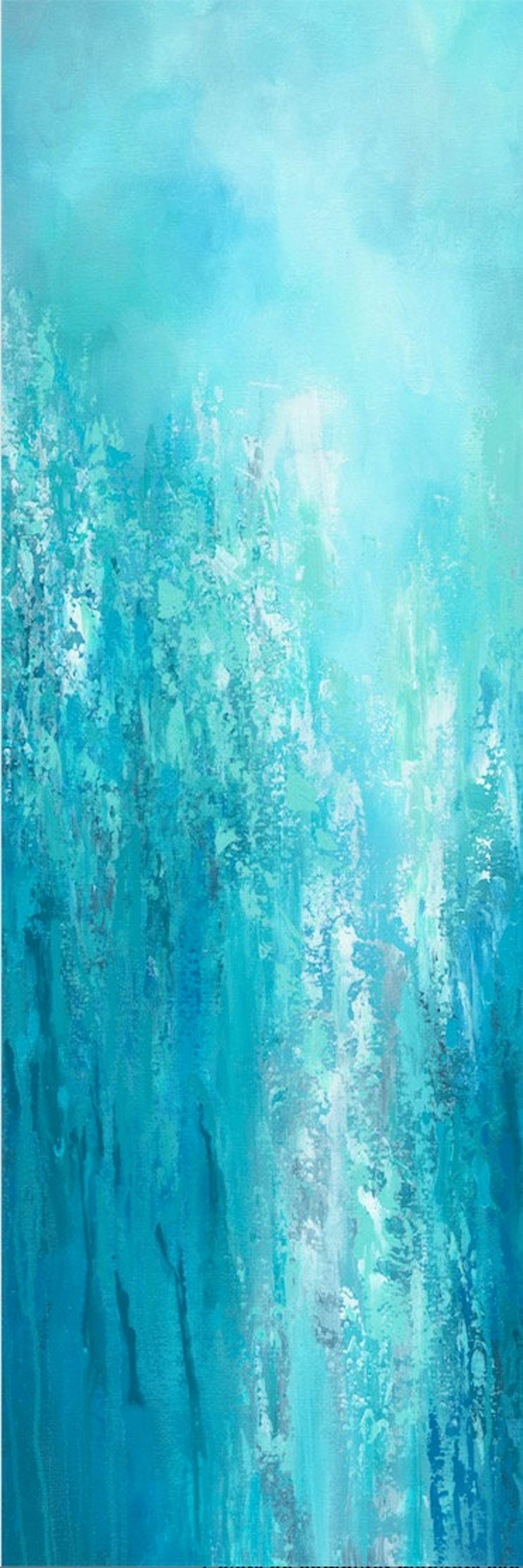 Tall vertical blue wall art Teal turquoise aqua gray white Etsy