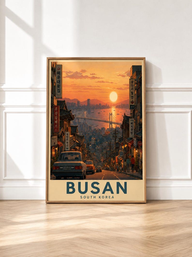 Busan South Korea Poster | Vintage Cityscape Wall Art - Etsy