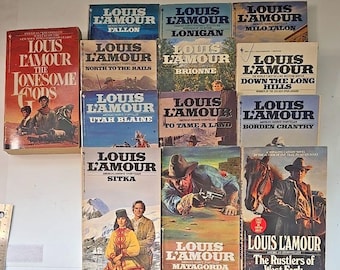 Lot von 13 Louis LAmour Western Taschenbuch Bücher Vintage Cowboy Adventure