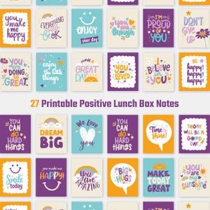Printable Lunch Box Notes for Kids | 27 Positive Lunch Notes | Back to School Printable | Encouragement Cards | Instant Download
