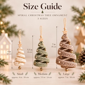 Spiral Christmas Tree Crochet Pattern, Christmas Ornament PDF, Ribbon Tree Decoration, 3 Sizes, Holiday Crochet, Instant Download
