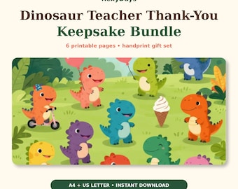 Recuerdo de huellas de manos de dinosaurios para profesores / Manualidad de agradecimiento rugiente (Descarga digital)