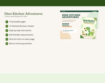 Dinosaur Recipe Book for Kids | 12 Kitchen Activities (Digital Download)