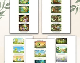 Paquete imprimible de cuentos para dormir de dinosaurios / 5 PDF de cuentos infantiles / Descarga de actividad sin pantallas