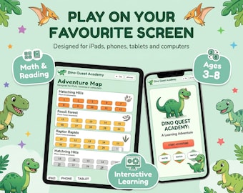 Aplicación educativa para niños: juego de dinosaurios, programa de lectura y matemáticas para niños, currículo para educación en el hogar, descarga digital interactiva.
