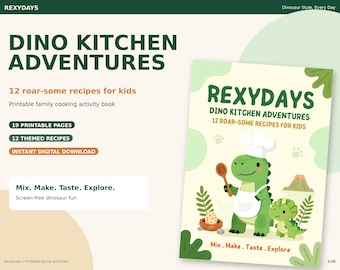 Libro de recetas de dinosaurios para niños / 12 actividades de cocina (Descarga digital)
