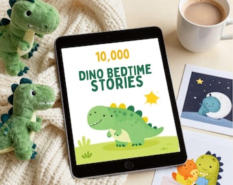10.000 cuentos de dinosaurios para niños, biblioteca de cuentos para iPad, edades de 2 a 8 años, descarga digital.