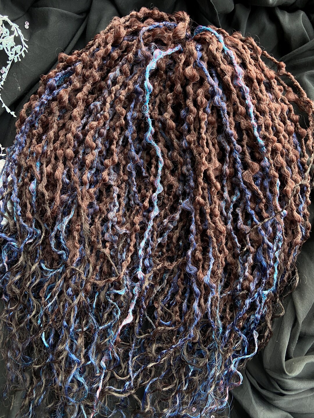Micro Rocks Dreadlocks Brown Blue Micro Textured Dreadlock Set, DE Dreads, Handmade Synthetic ...