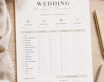 Minimal Wedding Budget Planner Printable PDF | Elegant Bridal Budget Tracker | Wedding Planning Template | Instant Download