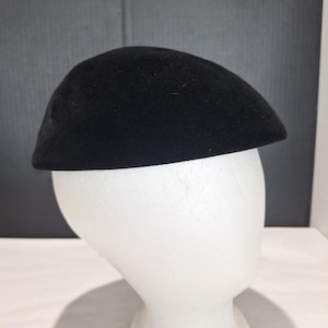 Vintage Black Felt Tilt Hat Calot Hat Cocktail Mid Century Womens Minimalist Calot Hat - Etsy main image 2